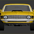 Yellow Classic Muscle Car With Two Door Design And Black Hood
