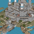 Military Fortress Castle Island Ship 3d model