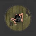 Game Movie Female Character In Black Bikini On Green Circular Platform With Gray Background