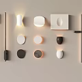Minimalist Modern Wall Lights With Circular Square Rectangular Designs In Black White 3d model