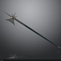 Elaborate Metallic Spear Featuring Star Shaped Spikes And Long Decorative Shaft