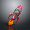Game Movie Character Rocket With Silver Body Red Nose Tail Fins Blue Window Orange Thruster