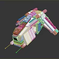 Colorful Building Block Toy Model With Red White Green Blue Accents And Wing Like Structure