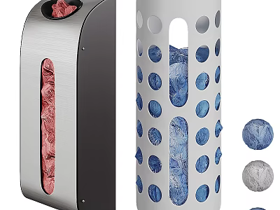 Modern Stainless Steel Urinal Design With Circular Holes And Colored Interior Accents For Bathroom 3d model