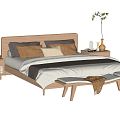 Japanese-style double bed 3d model