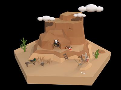 Modern Cave Cartoon Treasure Cave Cartoon Cave 3d model