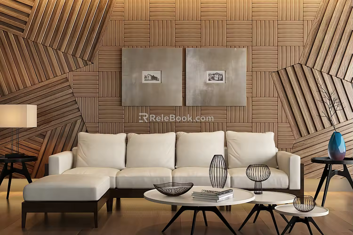 Nordic Multiplayer Sofa Background Wall 3d model