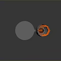 Innovative Robotic Creature With Circular Platform Metallic Spring Arm And Orange Grid Sphere