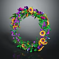 Vibrant Decorative Wreath With Colorful Flowers Green Leaves And Circular Design