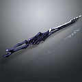 Sharp Fantasy Style Sword With Intricate Black Silver Design And Decorative Metal Hilt