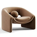 Modern Olive Green Velvet Leisure Chair With Curved Design And Round Accent Pillow