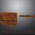 Traditional Red Wooden Chest With Golden Ornaments And Intricate Vintage Design
