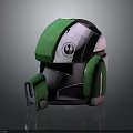 Green And White Tactical Weapon Helmet Featuring Sleek Design And Military Emblem