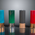 Colorful Shotgun Shells With Metallic Base And Glossy Finish On Black Background