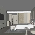 Modern Hotel Room Interior With King Bed Armchair TV And Wooden Flooring