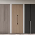 Modern Wardrobe Doors in Gray Light Wood and Black with Double Door and Metal Handles