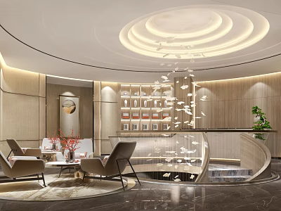 Modern Beauty Hair Salon Interior With Styling Chairs Elegant Lighting And Decorative Plants 3d model