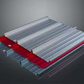 Layered Corrugated Metal Panels With Silver Red And Gray Layers For Building