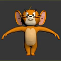 Classic Orange Animated Character from Tom and Jerry with Big Ears in Standing Pose