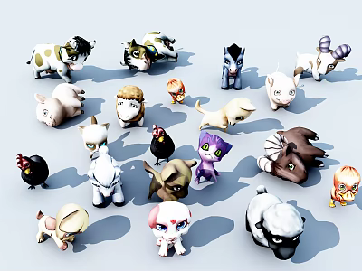 Modern game character animals 3d model
