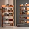 Nordic Solid Wood Bookshelf Book Decoration Floor Style 3d model