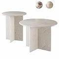 Modern Round Marble Tea Table and Chairs Featuring White Black Veins Elegant Design 3d model
