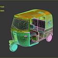 Vintage Auto Rickshaw With Yellow Green Body And Rusty Seats Windows