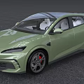 Green Sports Car With Sleek Body Transparent Roof And Red Brake Calipers