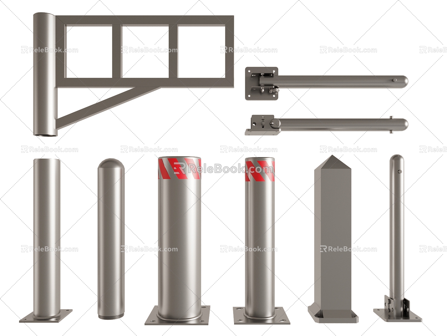 Modern Protective Column Metal Railing Guardrail Car Retaining Column Roadblock 3d model