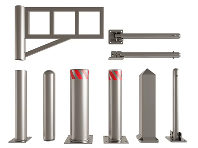 Variety Of Road Facilities Including Bollards And Hardware 3d model