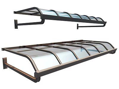 Modern Outdoor Awning With Transparent Canopy And Metal Frame Design 3d model
