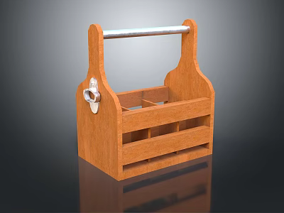 Wooden Household Storage Basket With Metal Handle And Divided Compartments 3d model