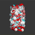 3D Organ Structure With Red Blue White Fibrous Hair Like Components