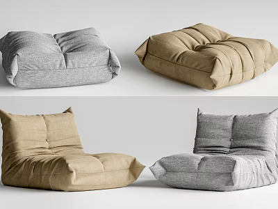 Modern Comfortable Bean Bag Chair in Gray and Brown for Living Room Decor 3d model