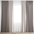 Beige Floor Length Curtains With Sheer Panels For Living Room Window