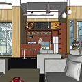 Modern Public Office Space Interior With Sofas Tables Pendant Lights And Wooden Walls