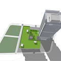 Modern Industrial Factory Building With Glass Curtain Wall And Green Courtyard Space Design