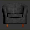Gray Fabric Armchair With Red Casters And Comfortable Upholstered Seat