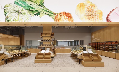 Modern Supermarket Bread Area 3d model