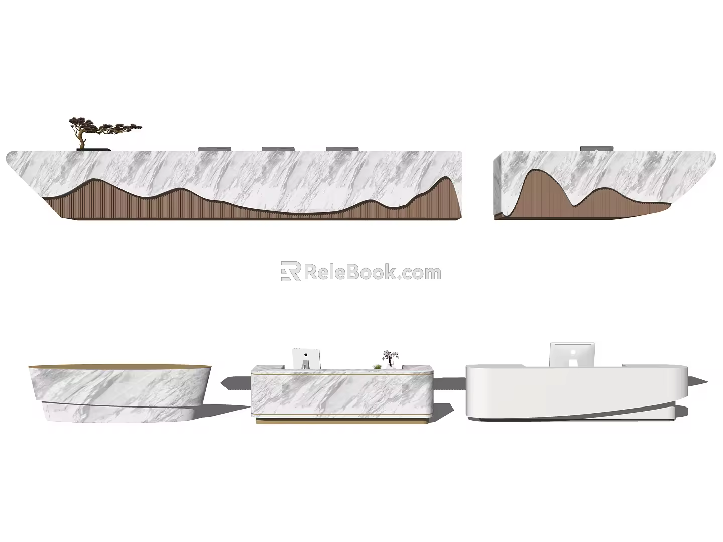 Modern Reception Desk Marble Reception Desk 3d model