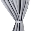 Flowing Gray Curtains With Soft Fabric And Tieback For Modern Interior 3d model