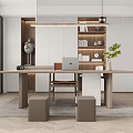 Modern desk and chair bookcase 3d model