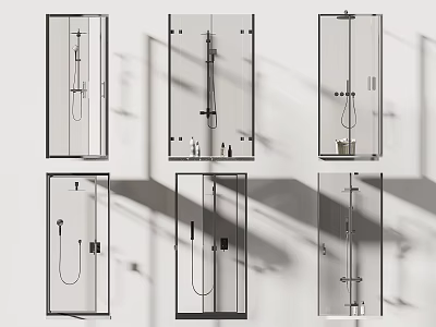 Various Modern Shower Sauna Designs With Glass Enclosures And Shower Systems 3d model