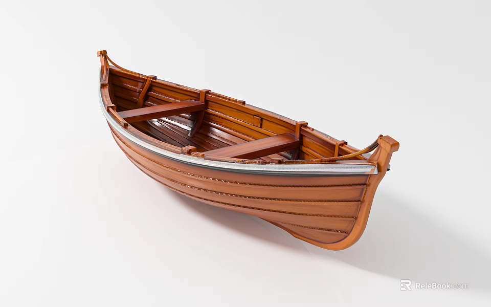 Handcrafted Wooden Boat Model With Detailed Wooden Structure And Classic Design 3d model 