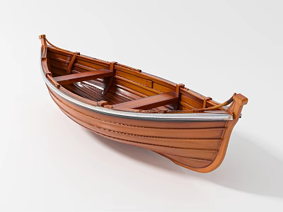 Handcrafted Wooden Boat Model With Detailed Wooden Structure And Classic Design 3d model