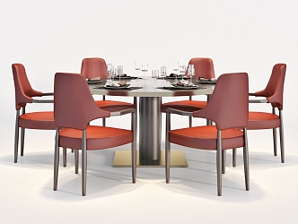 Dining Table and Chair Combination Single Chair Dining Chair 3d model