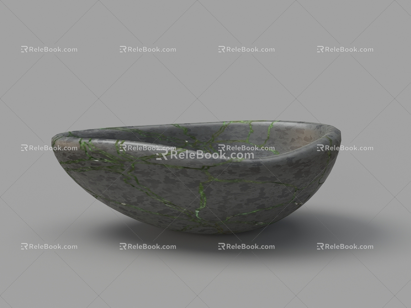 Antique pottery stone irregular bowl 3d model