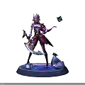 Fantasy Female Character in Purple White Outfit With Ornate Sword and Butterflies on Water Platform