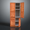 Wooden Wardrobe With Open Doors Shelves And Drawers Natural Wood Finish Design