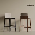Modern Poliform Bar Stools With Two Different Designed Frames And Colored Upholstered Seats 3d model